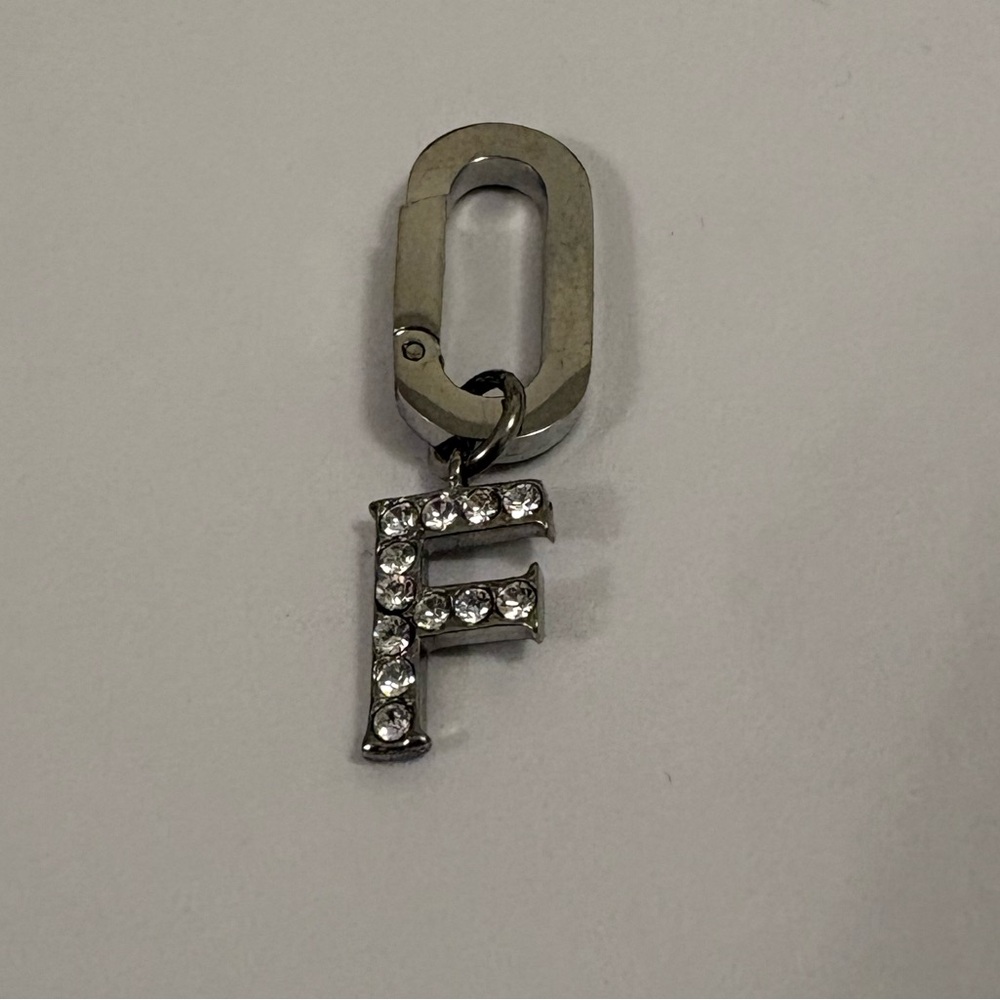 Henri Bendel Letter F Charm Silver with Crystals